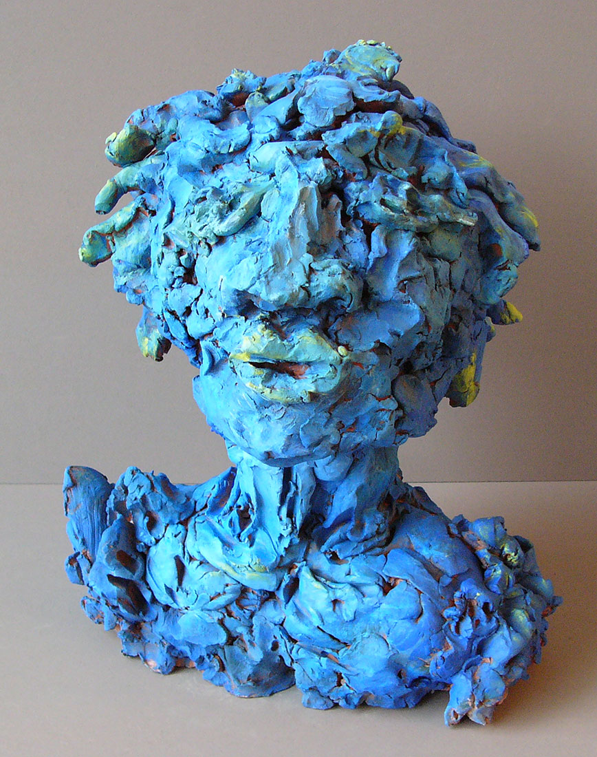 Blauer Kopf, Ton-Skulptur